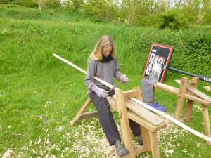 Sam on the shave horse