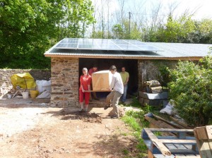 Moving the steam box into place