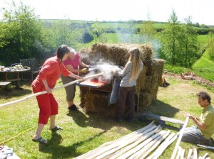 The first pole goes in to steam