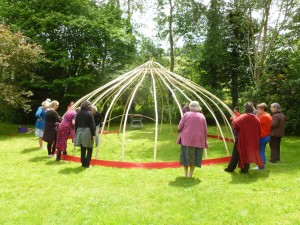 Wood Sisters encircling the Red Tent frame