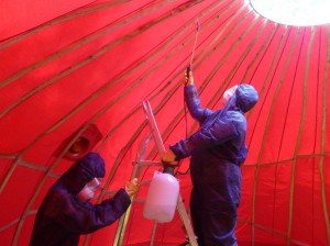 Fireproofing the tent - Sarah and Sam